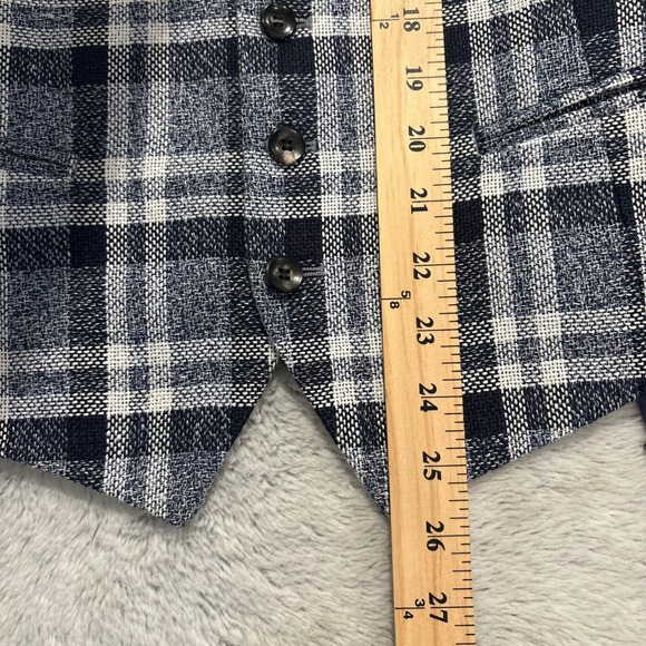 SUITSUPPLY Mens Plaid Silk Linen Cotton Vest‎ Waistcoat Blue White Size 38" - Picture 3 of 9